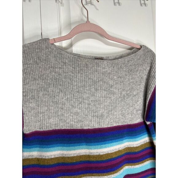Free People Women's Medium Gray and Multicolored Striped Mini Sweater Dress - Picture 4 of 7